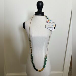 Green and Gold Beaded Necklace